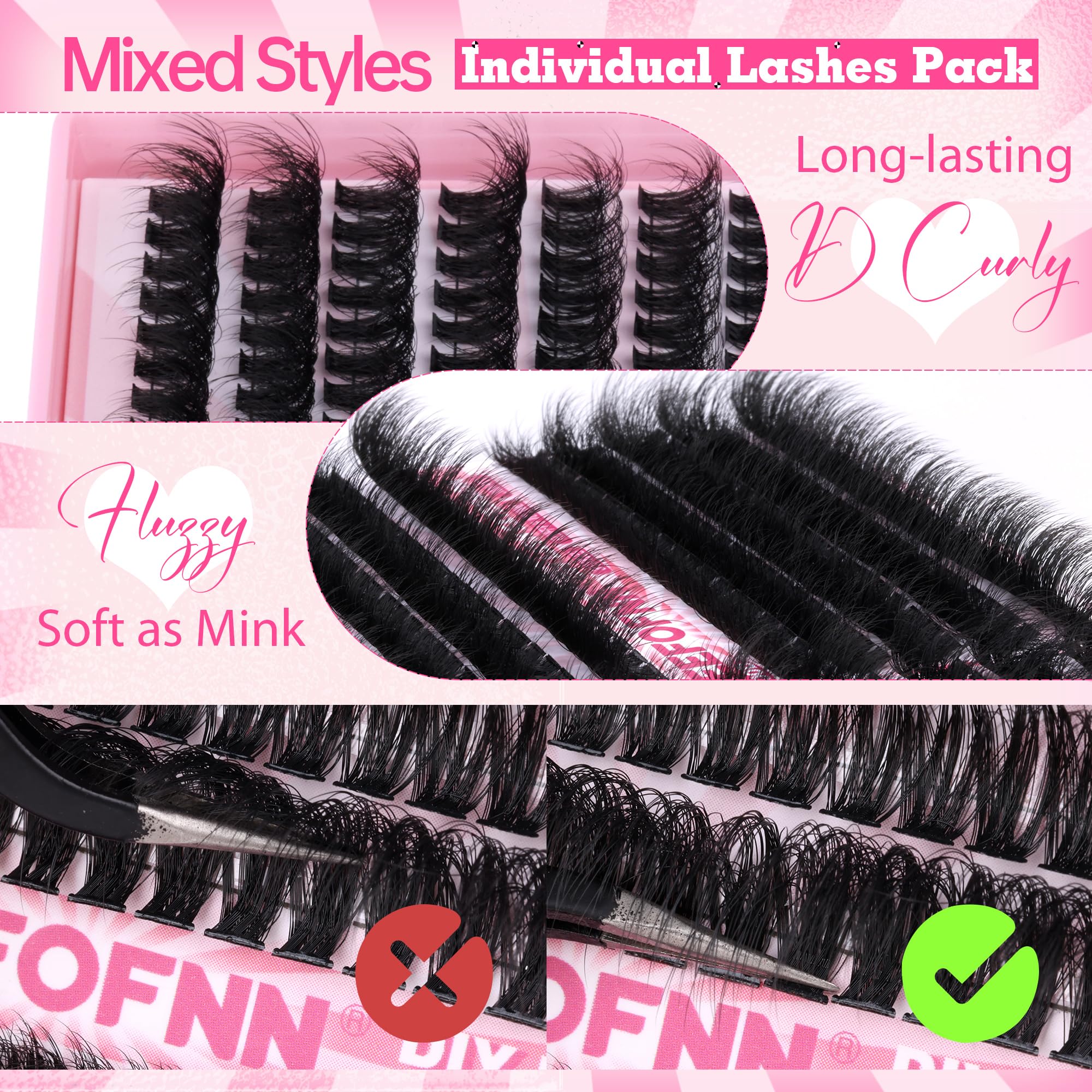 Eefofnn full lash clusters cat-eye look with precise shape
