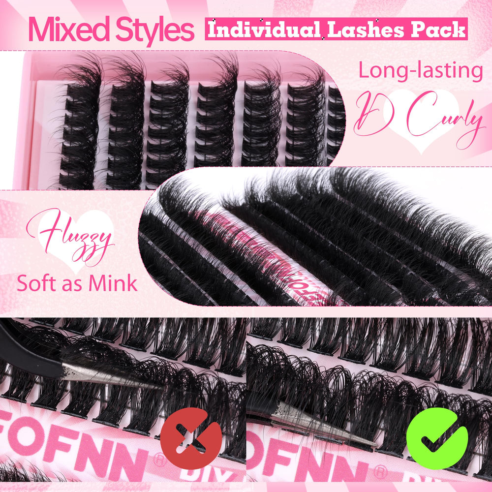 Eefofnn full lash clusters cat-eye look with precise shape