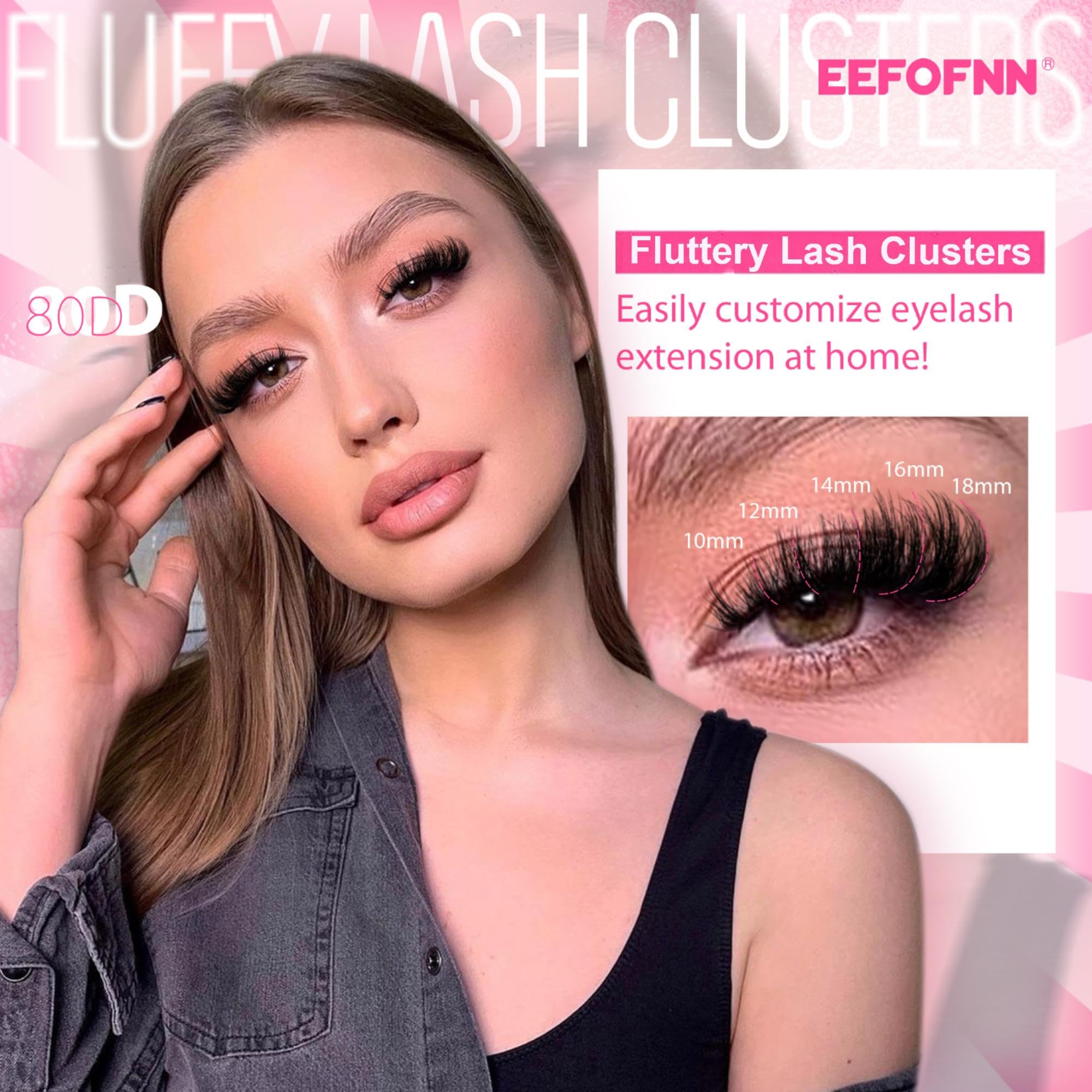 Eefofnn full lash clusters soft matte fibers offer mink-like shine