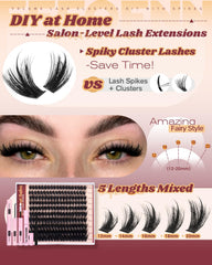 Eefofnn manga lash clusters 16mm outer-corner for dramatic lash extension