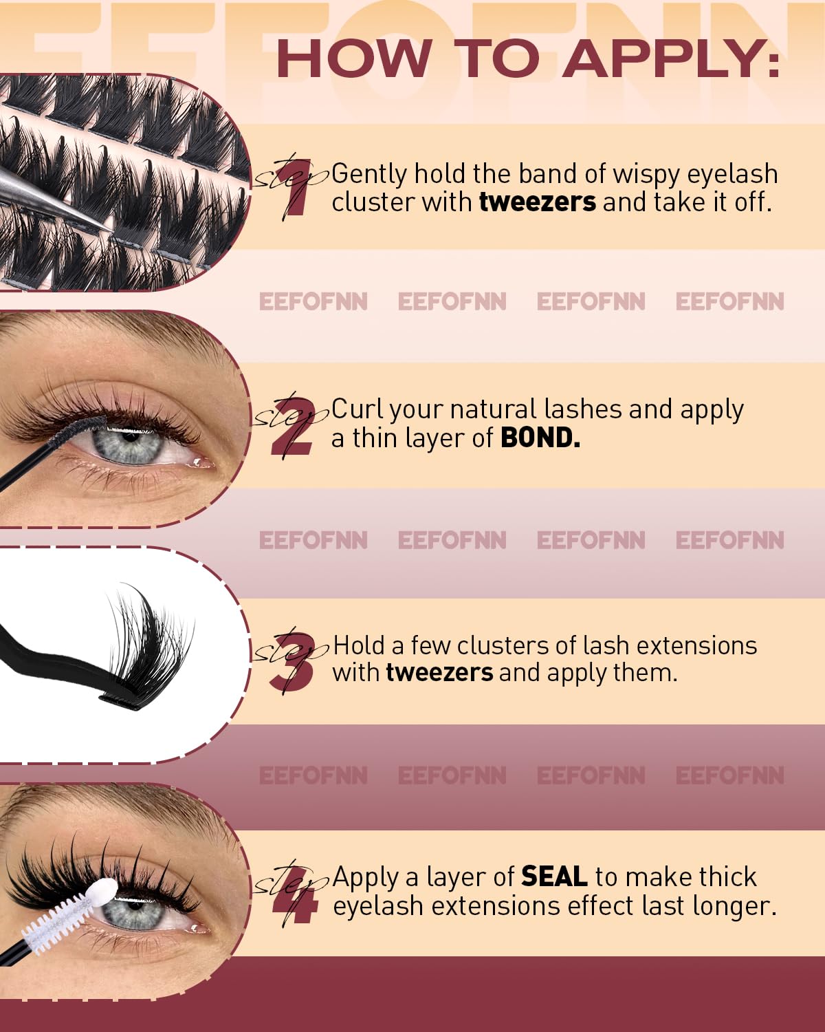 Eefofnn manga lash clusters precision tweezers for accurate clean application