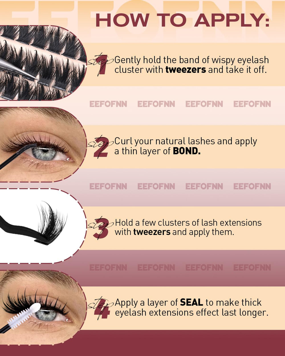 Eefofnn manga lash clusters precision tweezers for accurate clean application