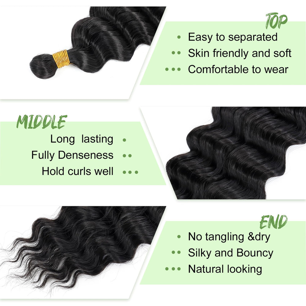EERYA 2 packs deep wave crochet hair ready for versatile box braids.