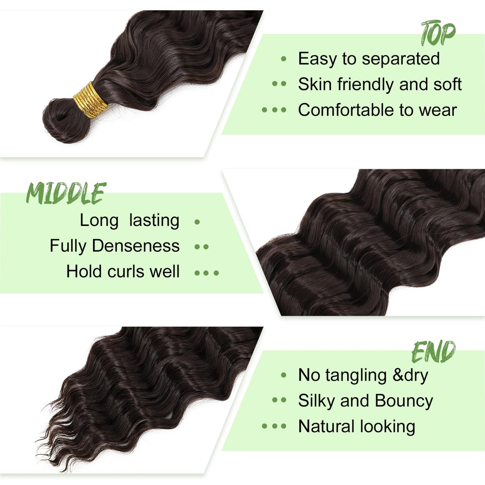 EERYA dark brown ocean wave crochet hair 18-inch pack detail