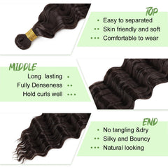 EERYA dark brown ocean wave crochet hair 18-inch pack detail