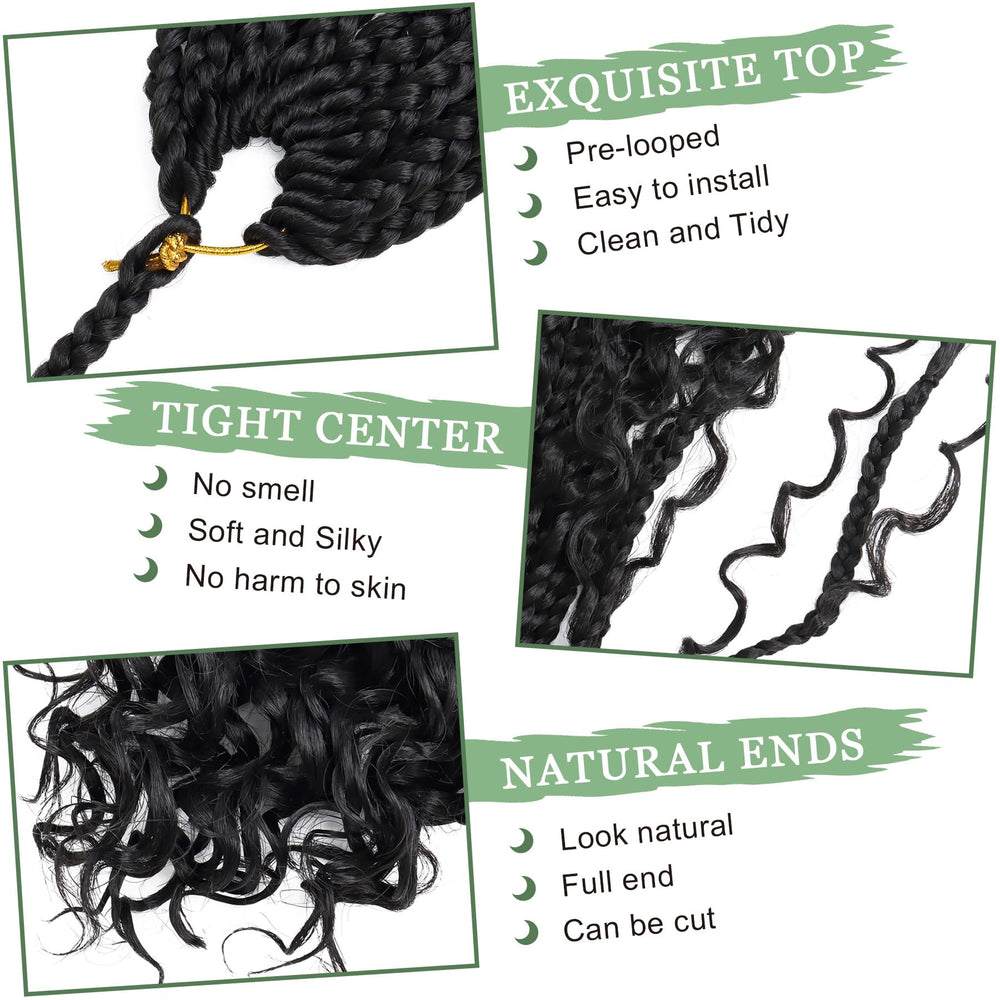 EERYA Goddess Box Braids silky soft texture with light shine.