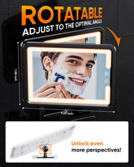 eeuuty heated shower mirror fogless with three light modes for precise grooming in any light.