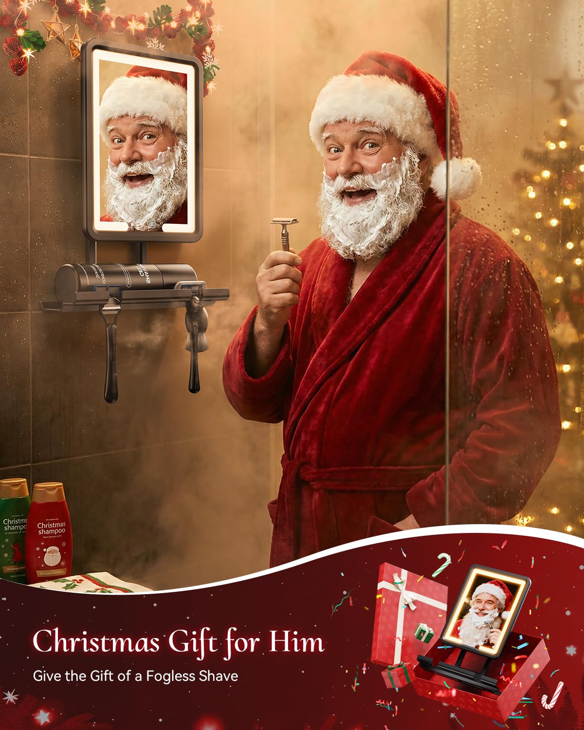 eeuuty heated shower mirror fogless adjustable tilt for the perfect shaving angle.