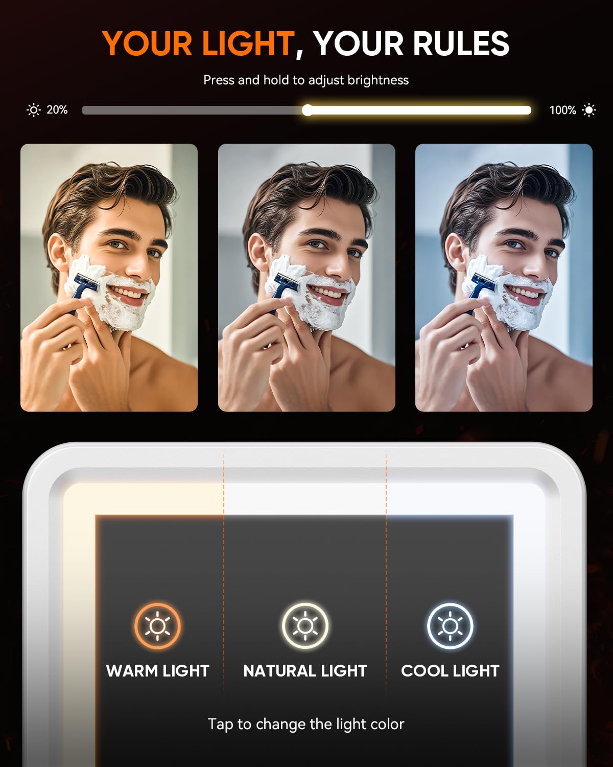 eeuuty 1–3 minute preheat keeps the mirror fog-free