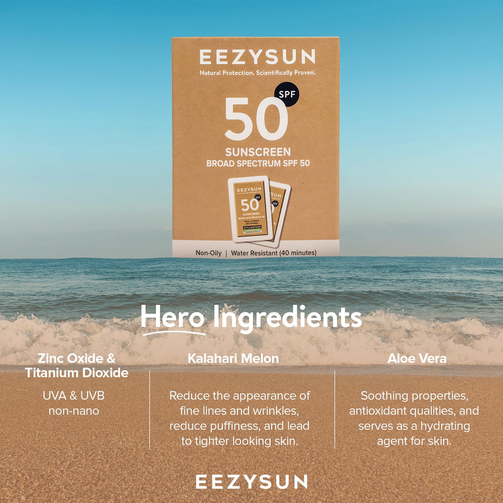 EEZYSUN reef-safe sunscreen claim illustrated for eco-conscious users