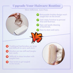 Effortless Self-Cleaning Anti-Static Hair Brush massage feature delivers soothing scalp relief.