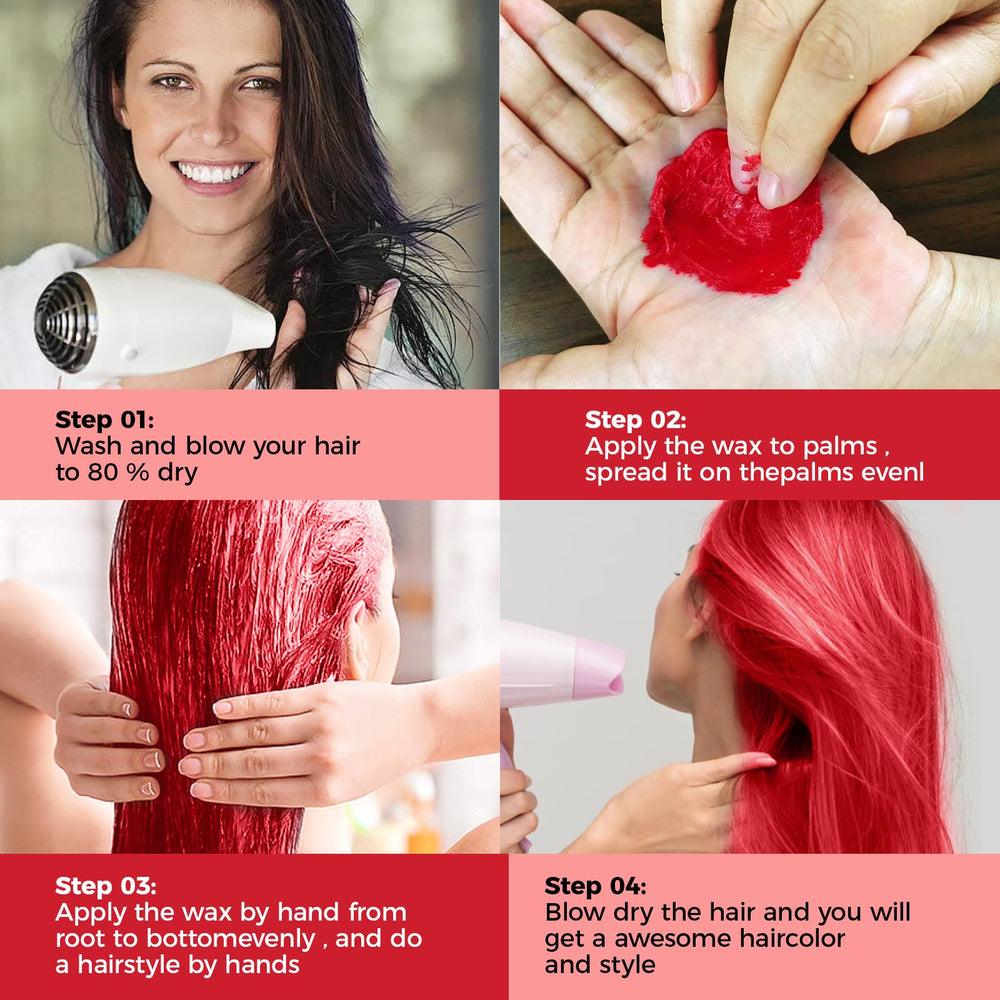 EFLY instant hairstyle cream color wash demonstrates temporary color with easy removal from hair.