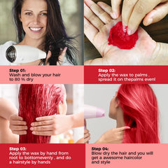 EFLY instant hairstyle cream color wash demonstrates temporary color with easy removal from hair.