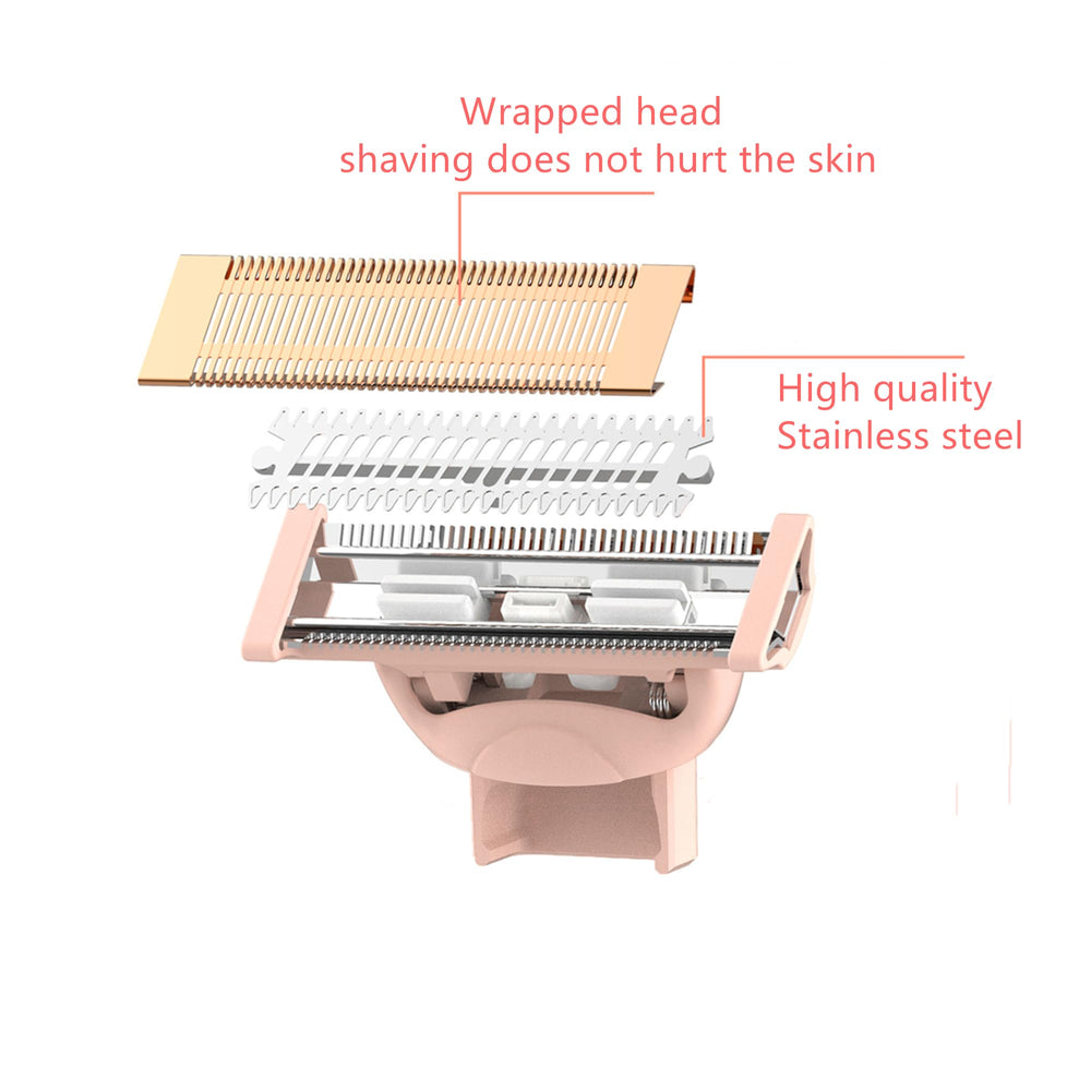 Efsanony rose-gold replacement heads held for precise hair removal.