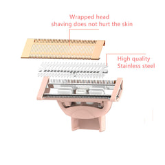 Efsanony rose-gold replacement heads held for precise hair removal.