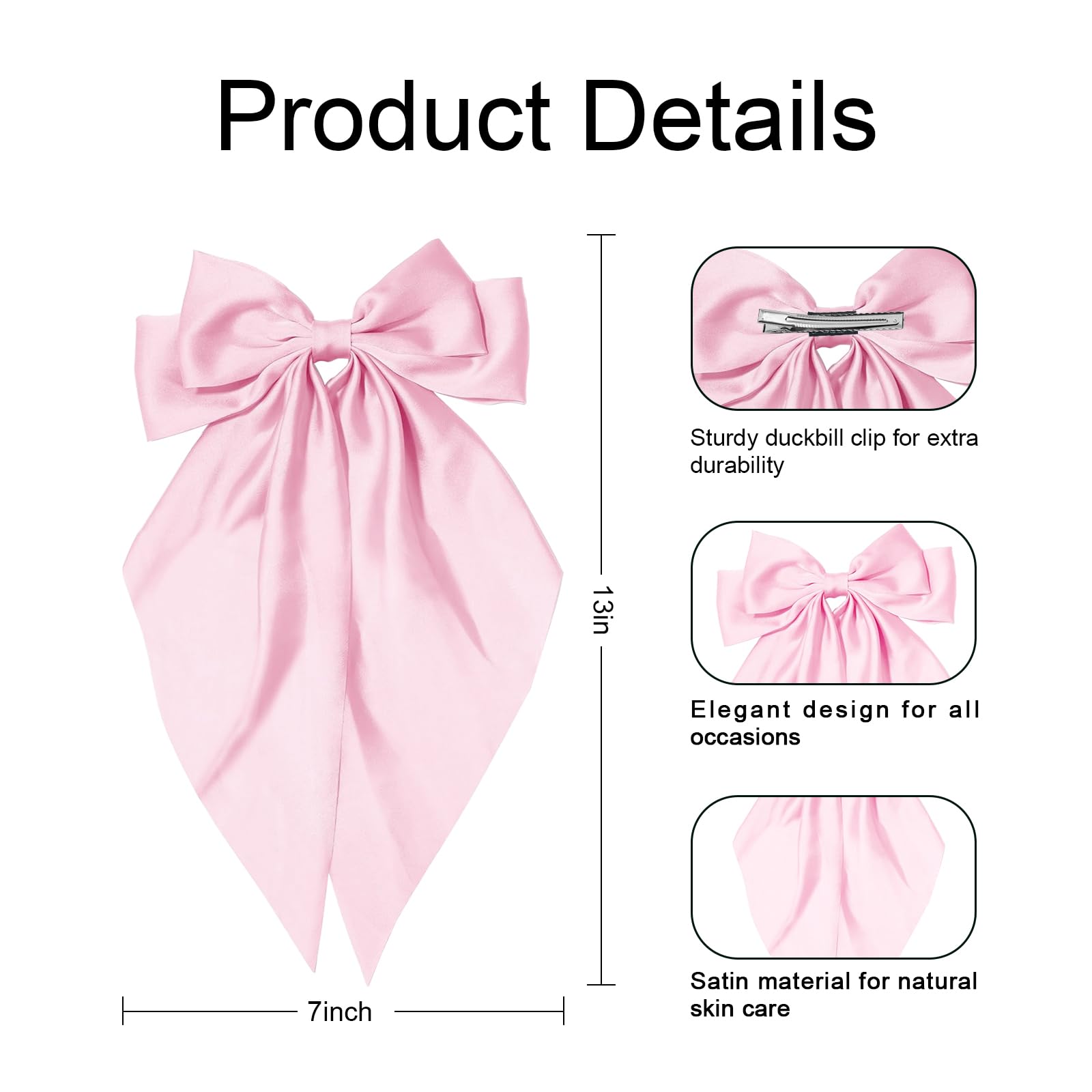 Egowry long-tails satin bow hair clip demonstrates dynamic style and protection.