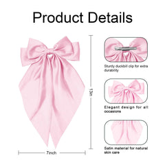 Egowry long-tails satin bow hair clip demonstrates dynamic style and protection.