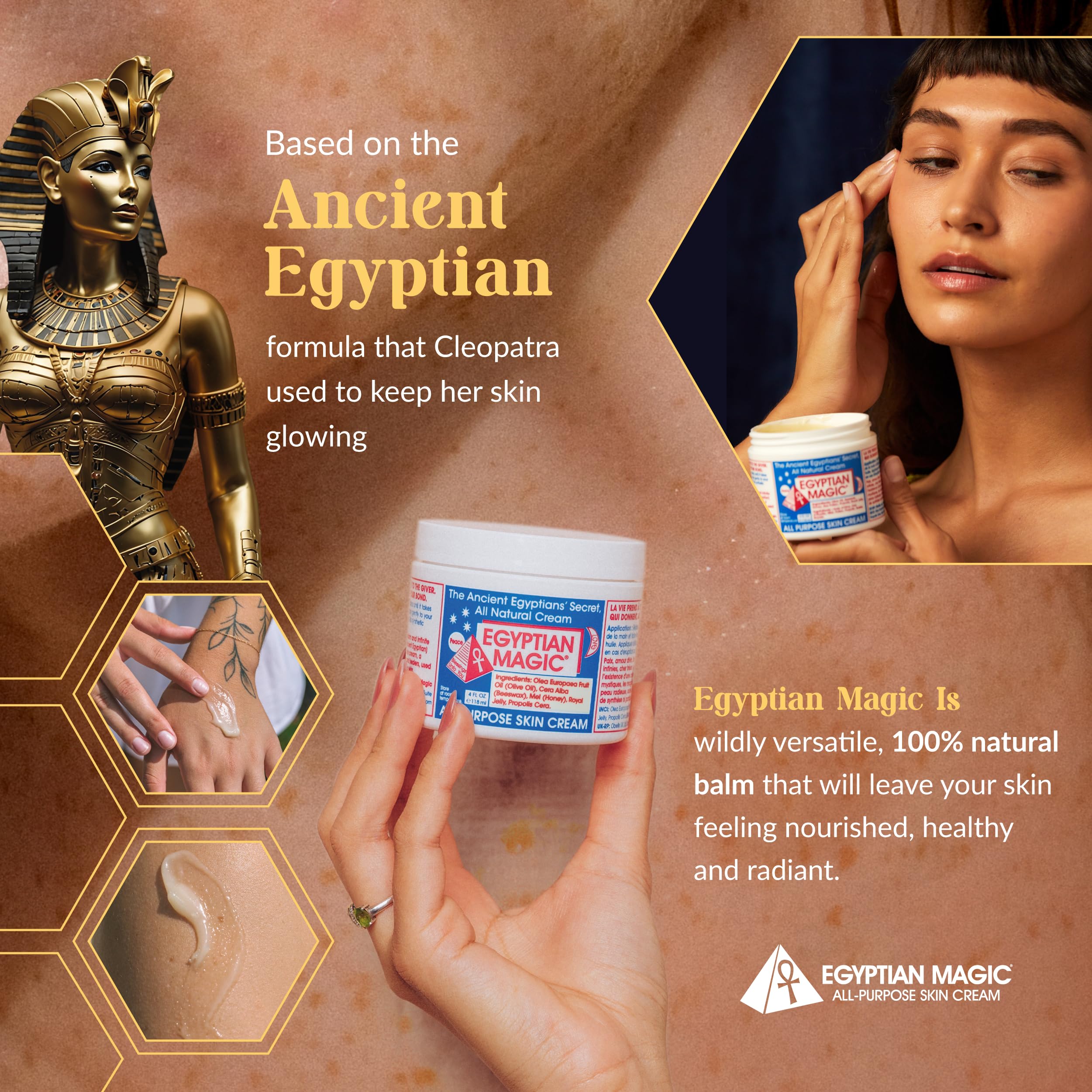 Egyptian Magic face moisturizer application for smooth, hydrated skin.