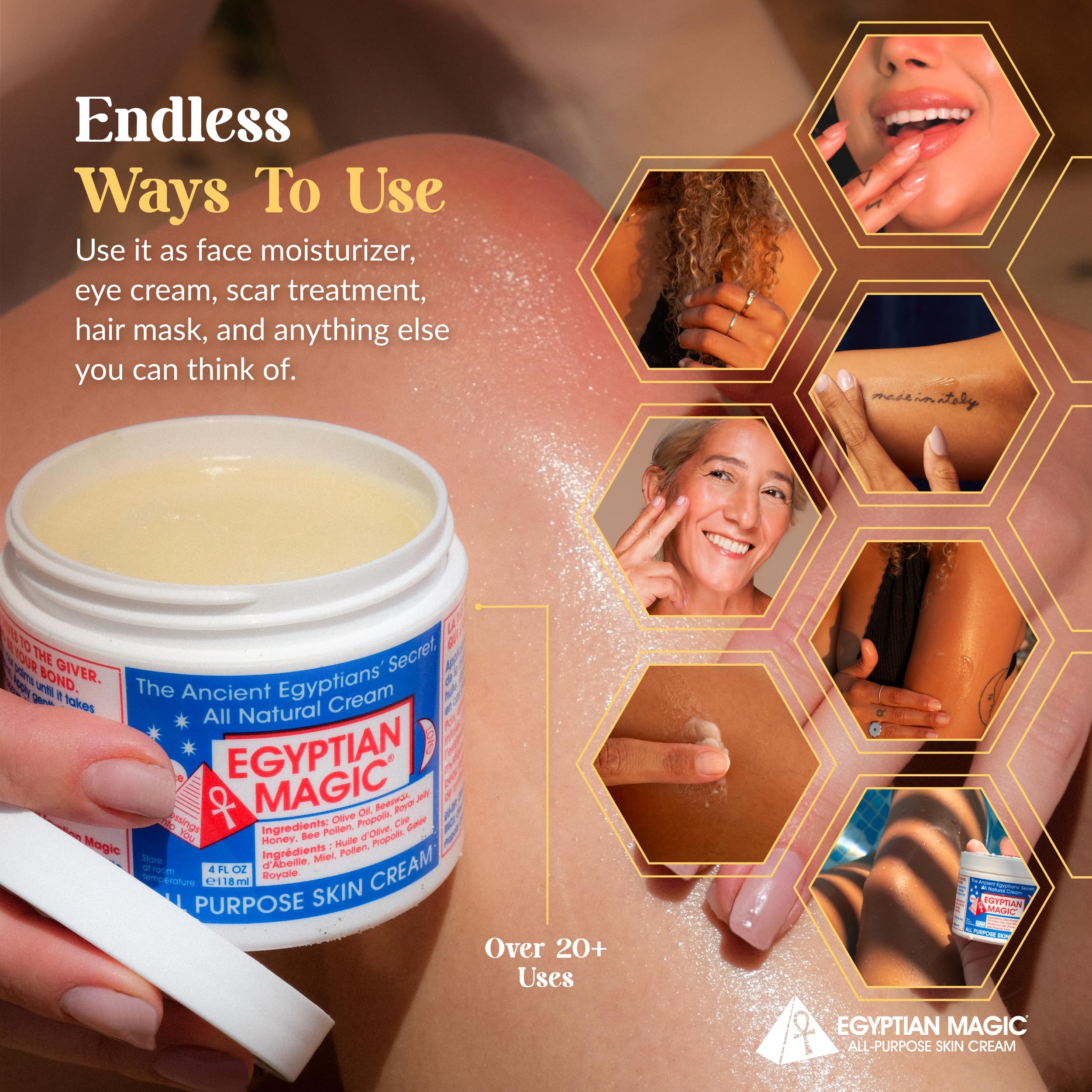 Egyptian Magic hair treatment for nourished, shiny strands.