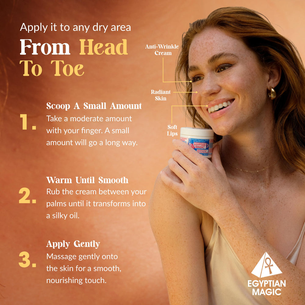 Egyptian Magic hydration closeup—deep moisture to ease flaky patches.