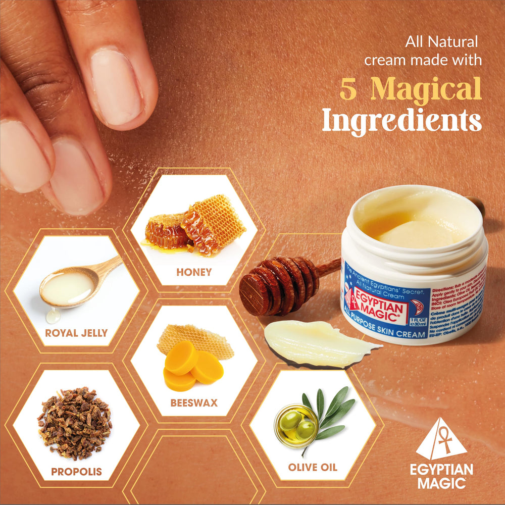 Egyptian Magic olive-oil glow on hands demonstrates deep hydration.
