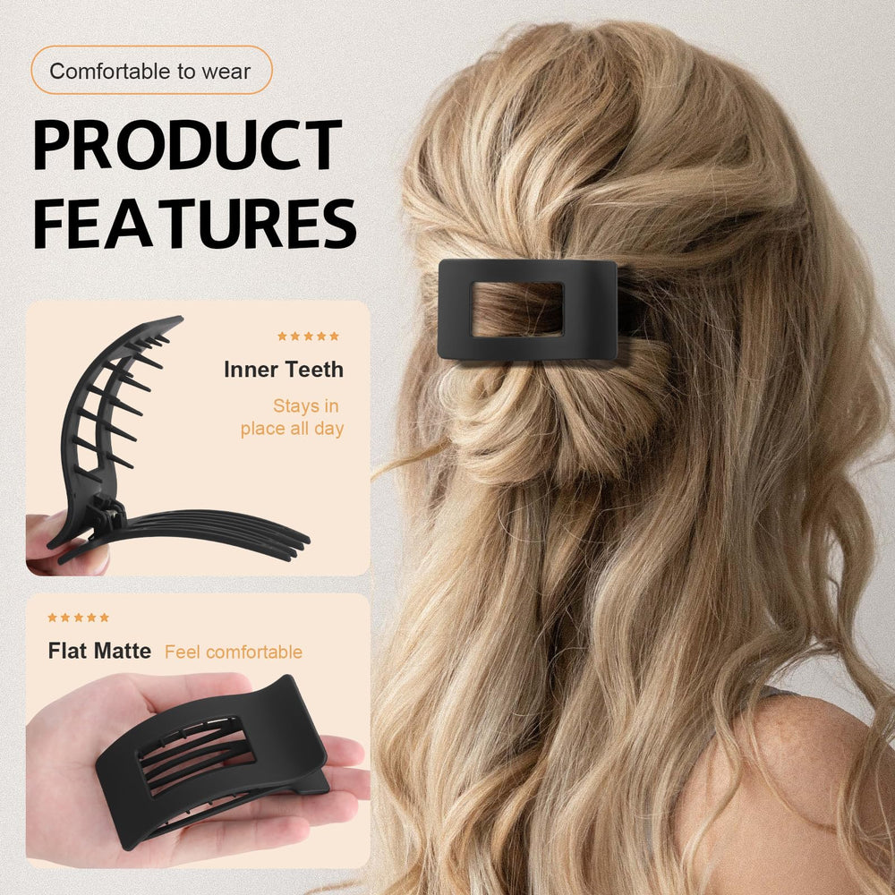 Ehaler French flat hair clips—matte black, anti-slip inner teeth for secure, long-lasting styling.