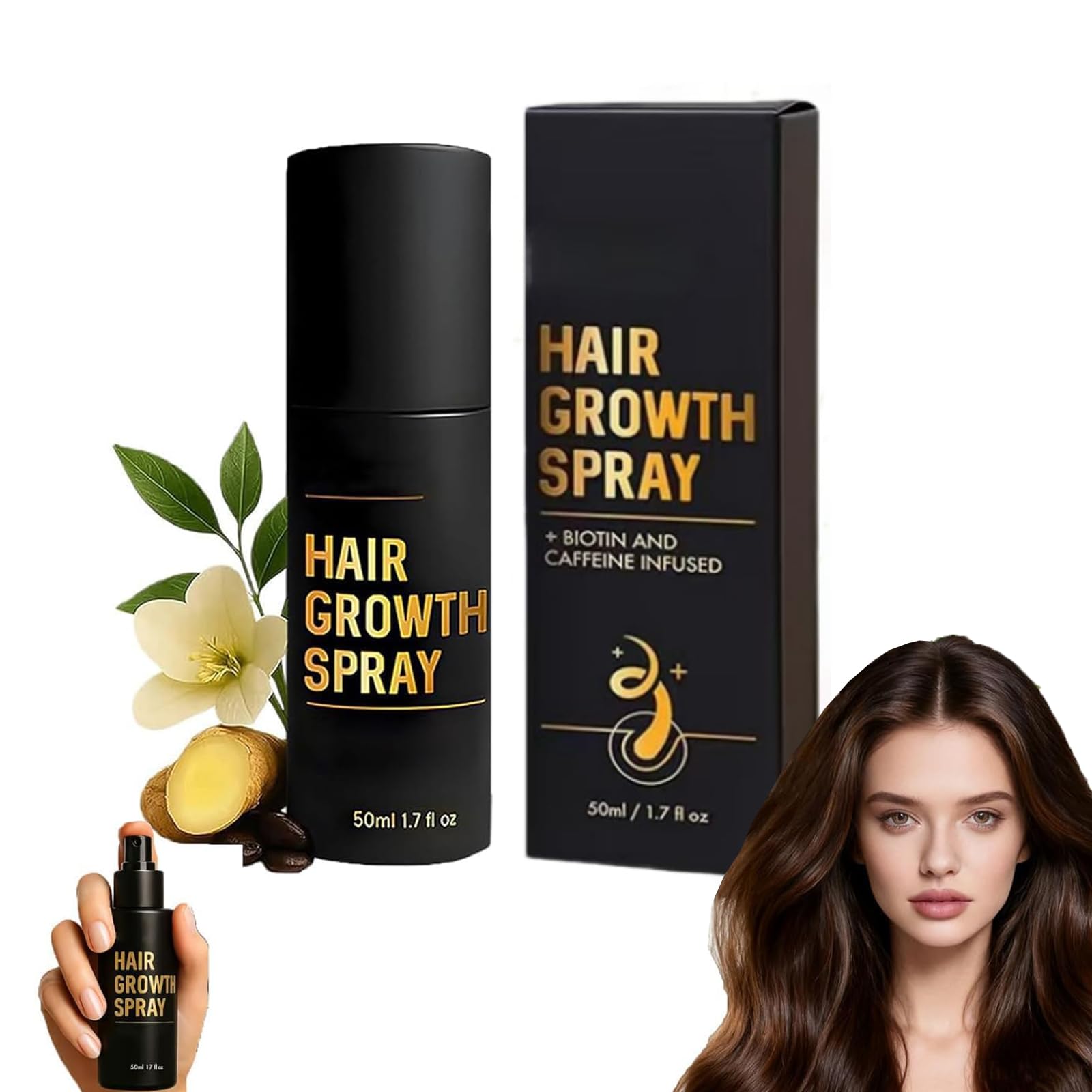 EHAUTO Hair Growth Spray bottle front shows a lightweight mist for hydration.