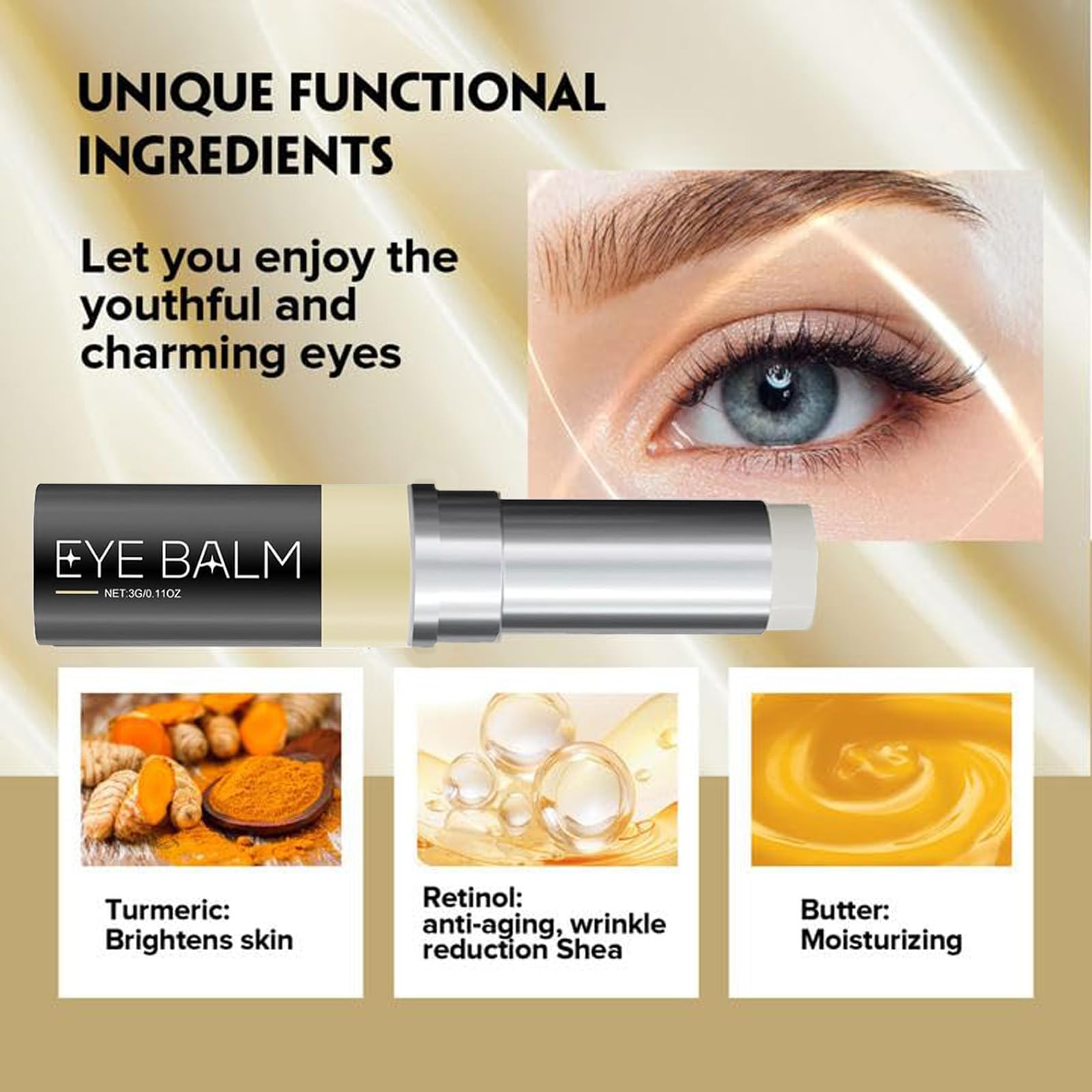 EHAUTO turmeric eyes cream application glide demonstrates smooth non sticky texture
