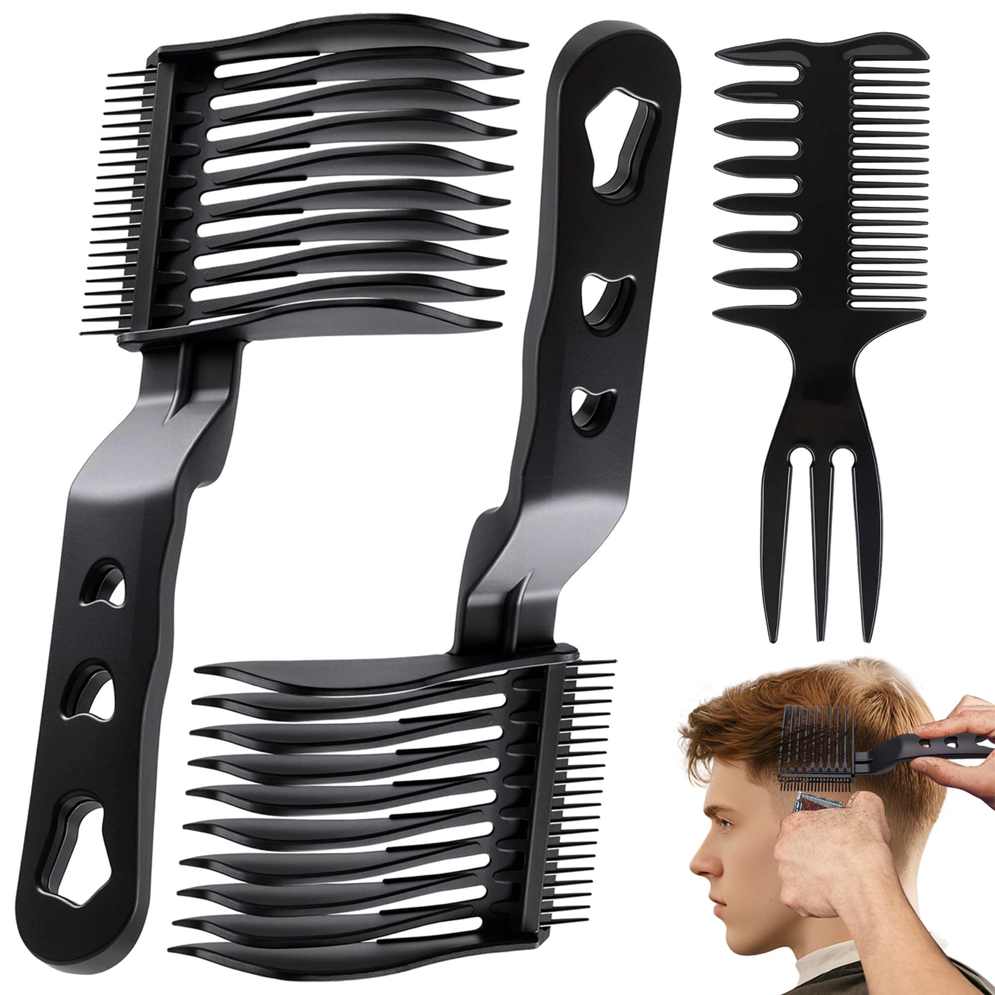 EHBELIF Blend Friend Fade Comb Set black 3pc for precise at-home fades