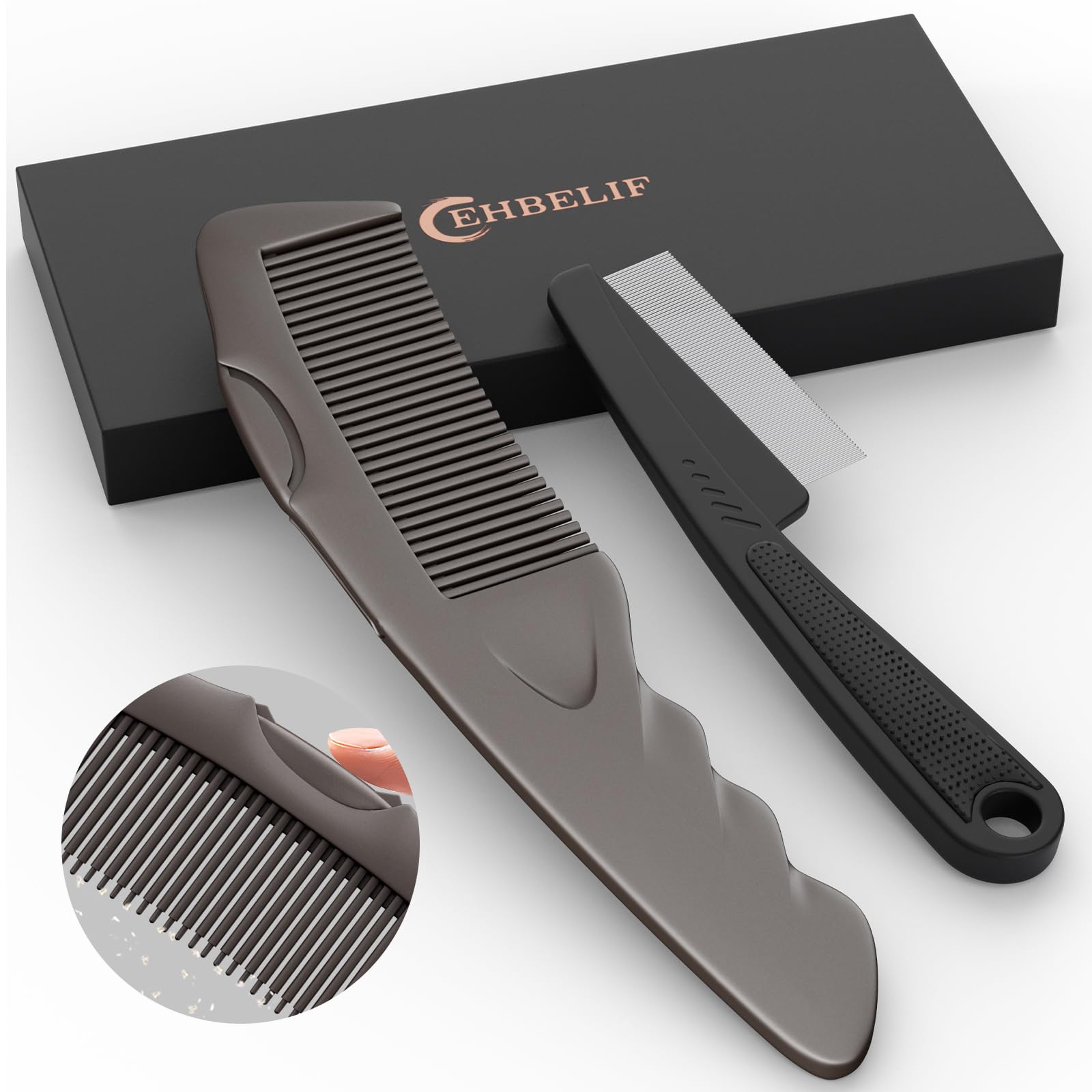 EHBELIF dandruff comb 2pc set in box, ready gift for scalp care