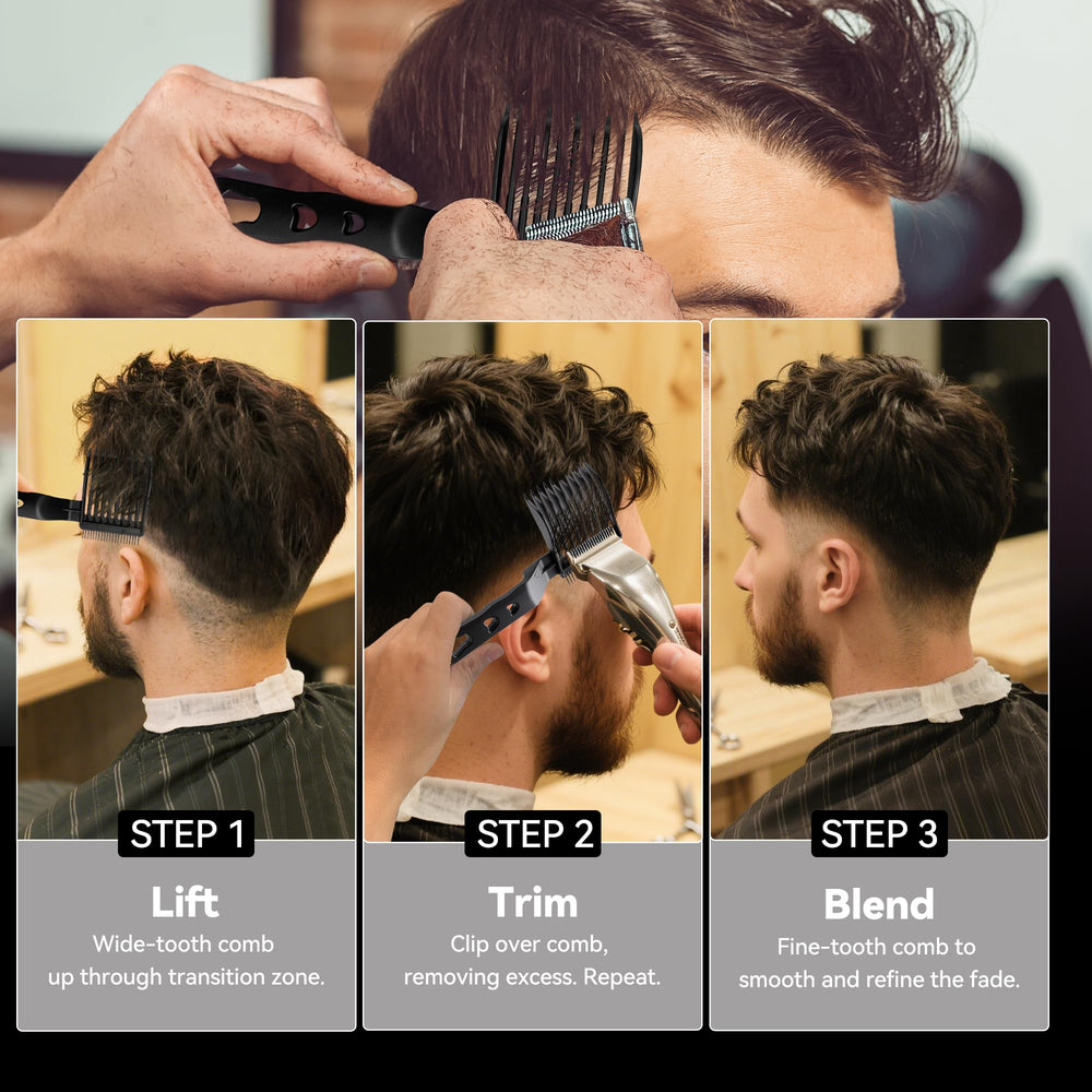 EHBELIF Blend Friend Fade Comb Set wide-tooth to fine-tooth transition guidance