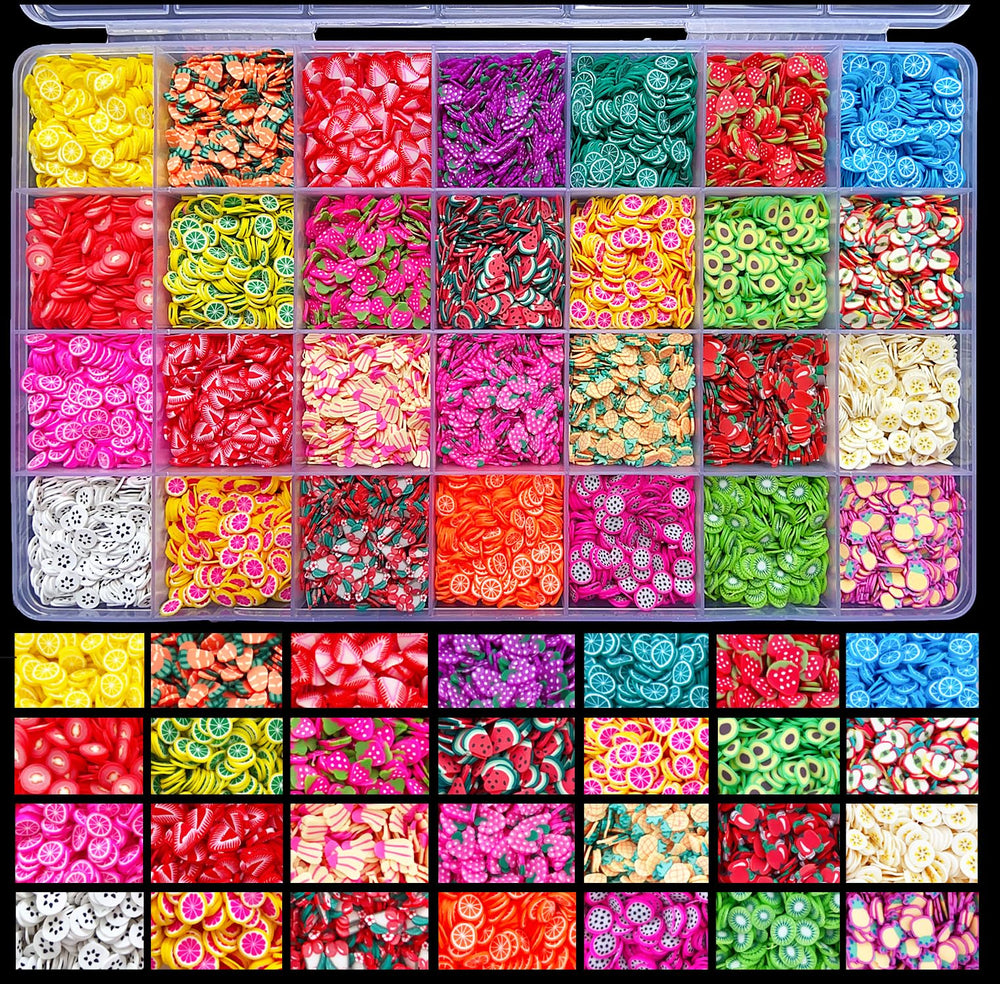 EHOPE fruit slices storage box displaying 28 styles for organized nail art prep