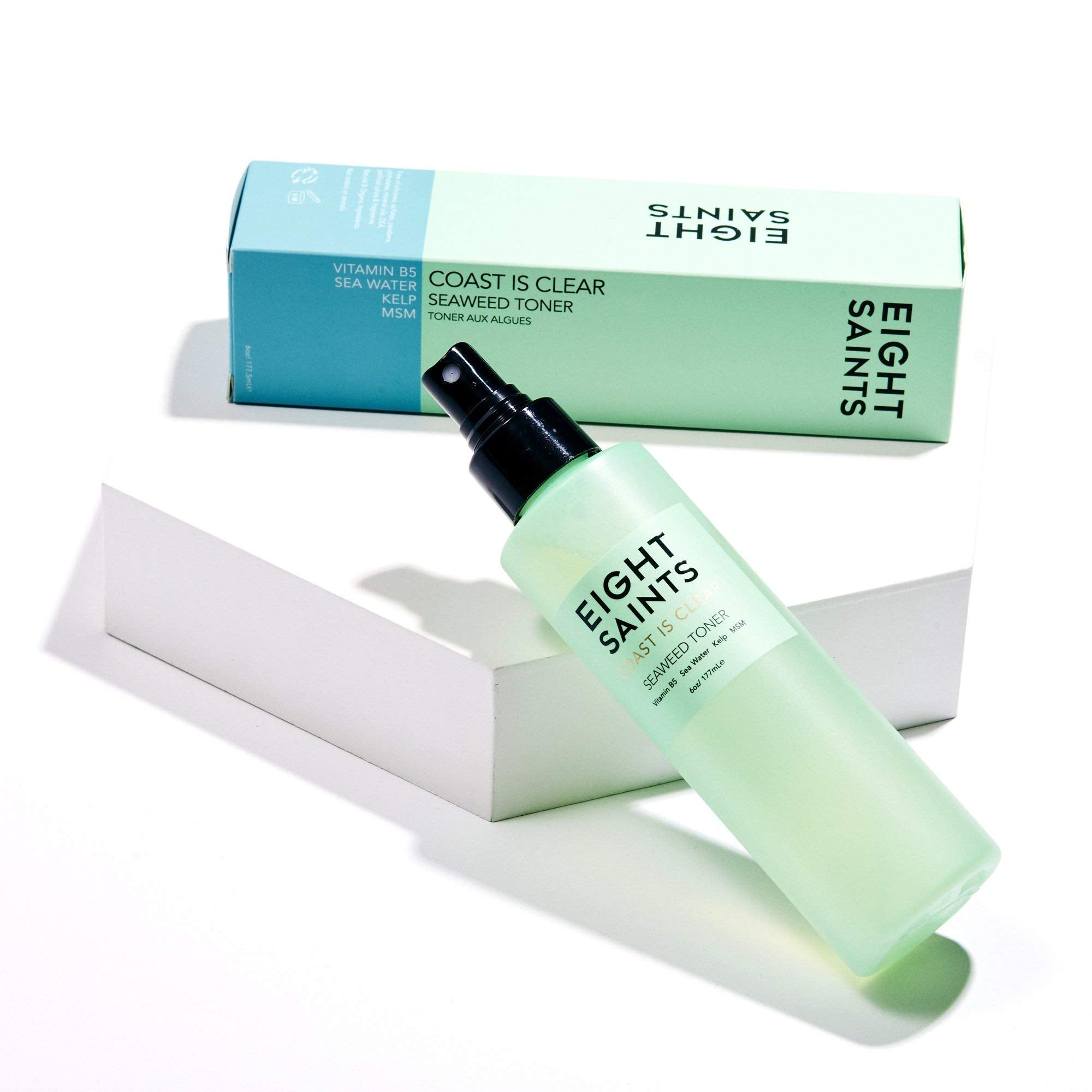 Eight Saints Coast is Clear toner-swirl captures refreshing skincare routine and pore-clearing action