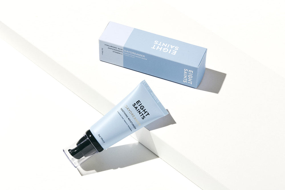 Eight Saints Daydreamer fragrance-free bottle highlighting sensitive-skin friendly formula.