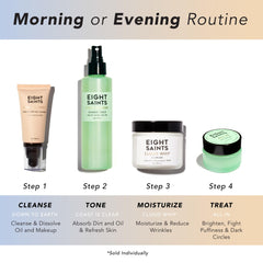 Eight Saints key ingredients Vitamin C, MSM, and borage oil delivering antioxidant protection and nourished skin.