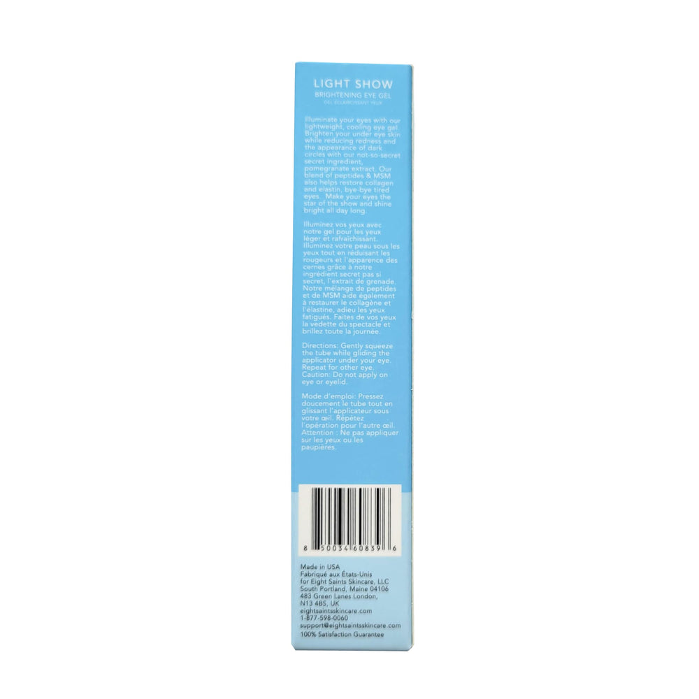 Eight Saints Eye Gel with hyaluronic acid provides lightweight under-eye hydration.