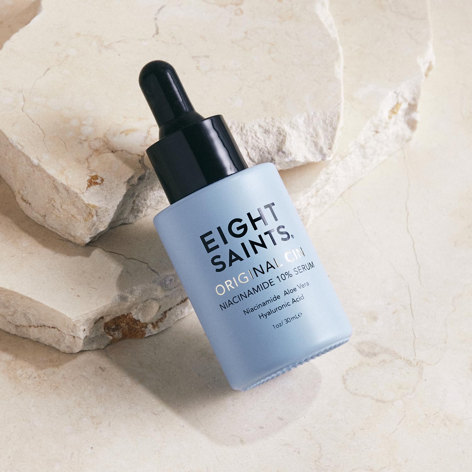 Eight Saints Niacinamide 10% label highlights active ingredients.