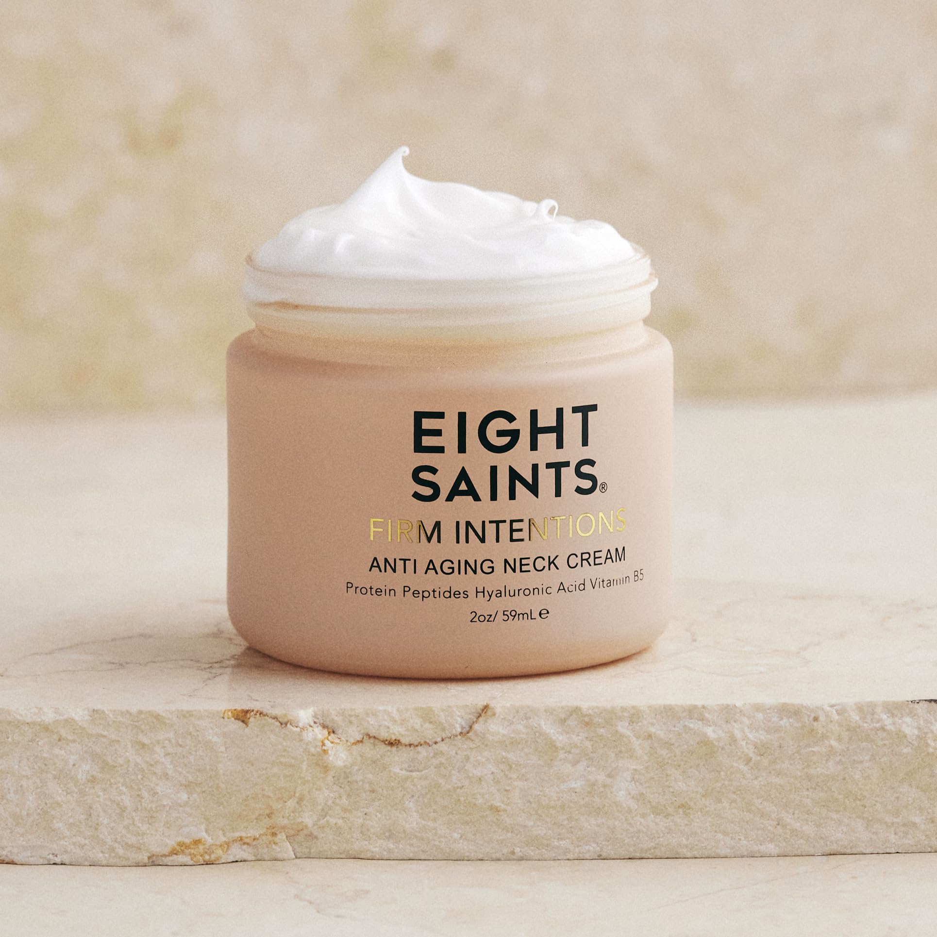 Eight Saints protein peptides graphic indicates collagen-supporting formula for improved skin elasticity