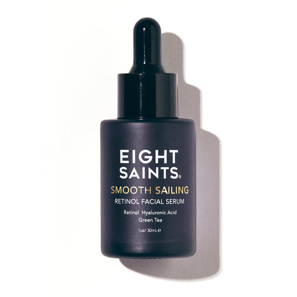 Eight Saints retinol serum bottle with pump is easy to dispense and premium-looking