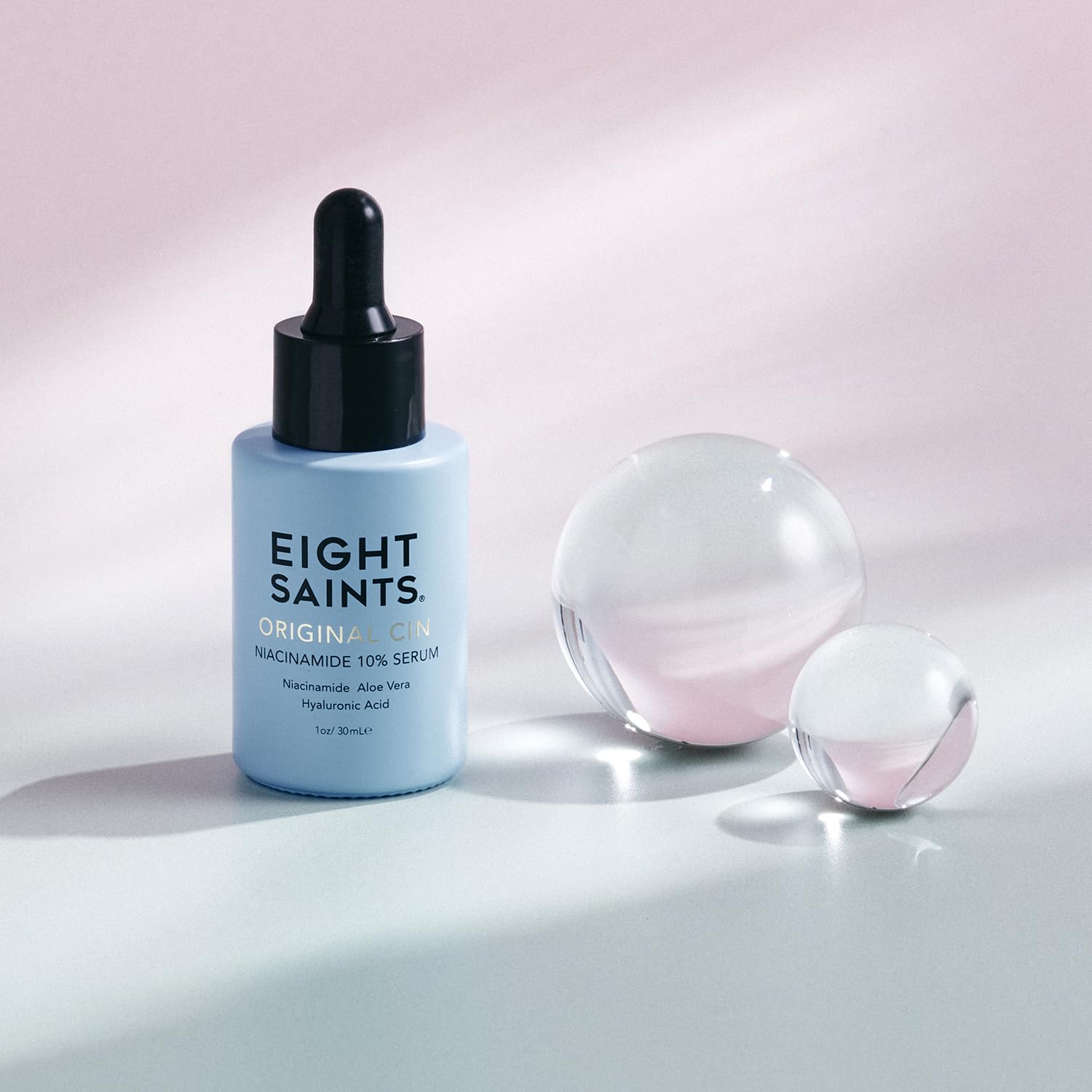Eight Saints serum being applied during morning skincare routine.