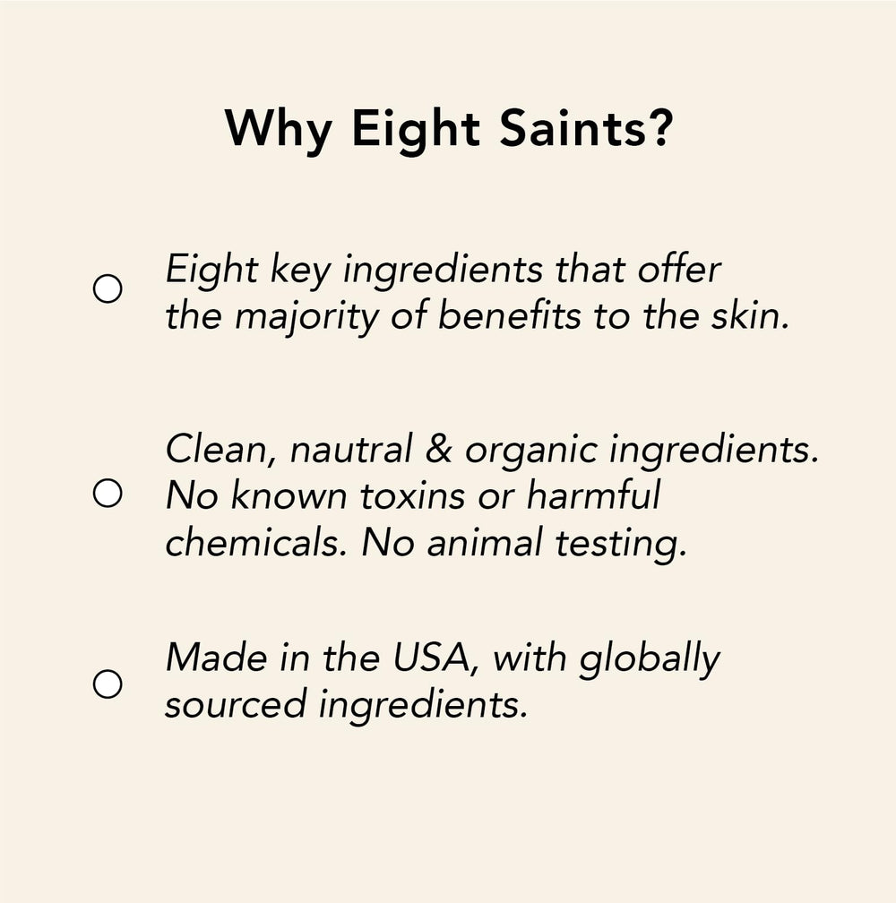 Eight Saints Vitamin C Serum cruelty-free label signaling ethical skincare choice.