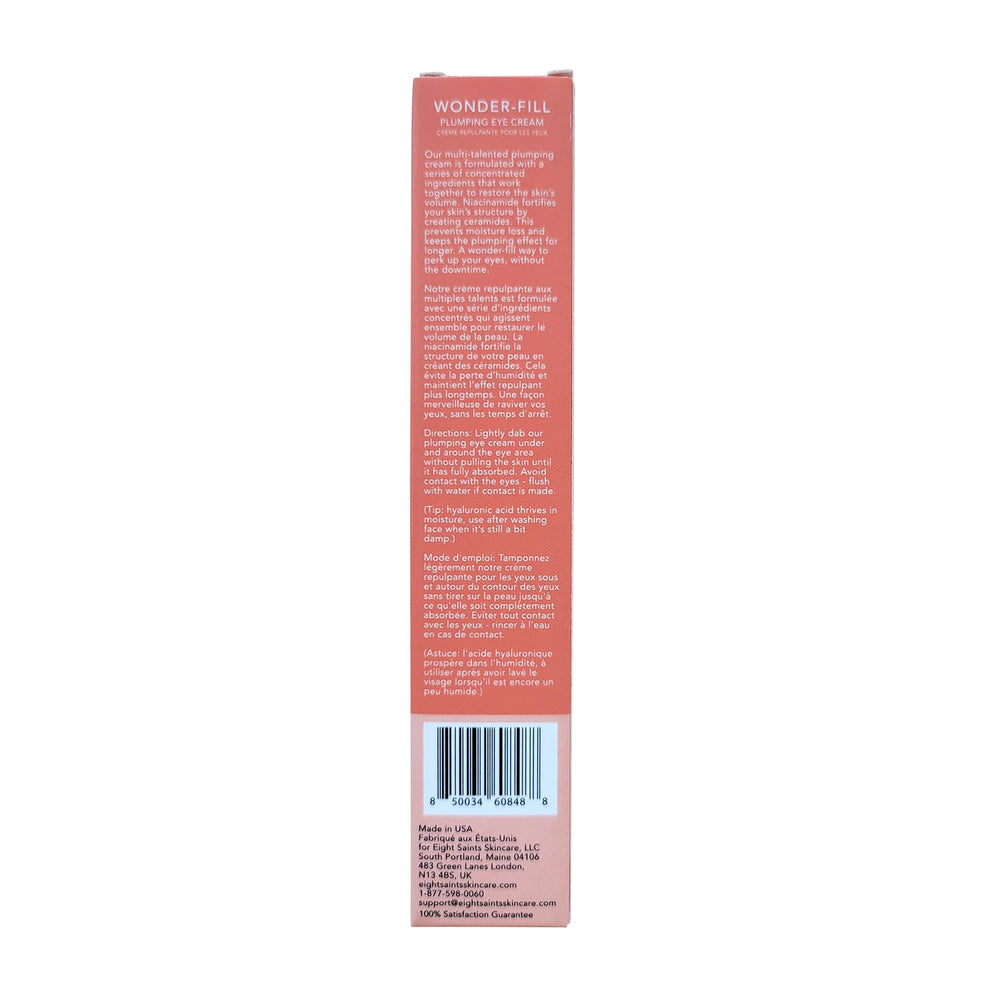 Eight Saints Wonder-fill eye cream jar close-up showcasing premium packaging and texture.