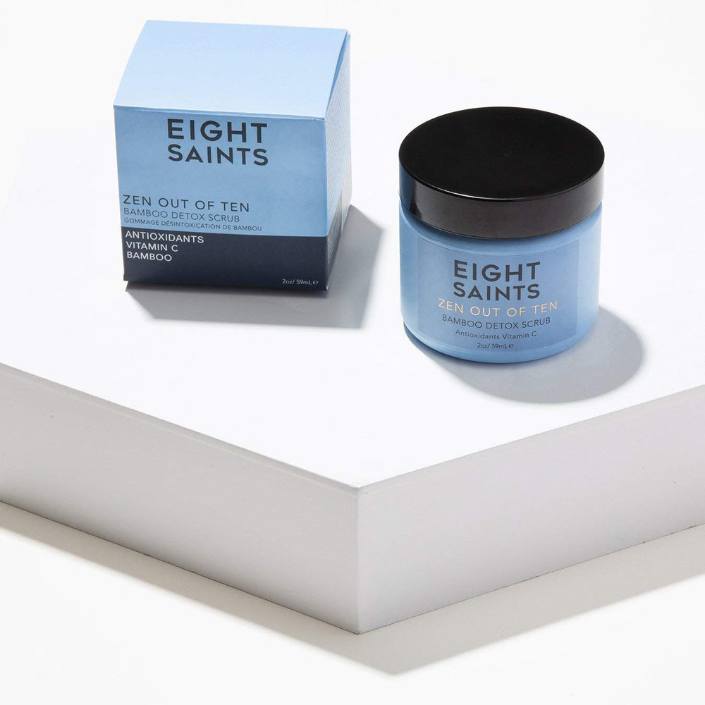 Eight Saints Zen Out Of Ten bamboo detox face scrub bamboo fibers close-up for gentle exfoliation