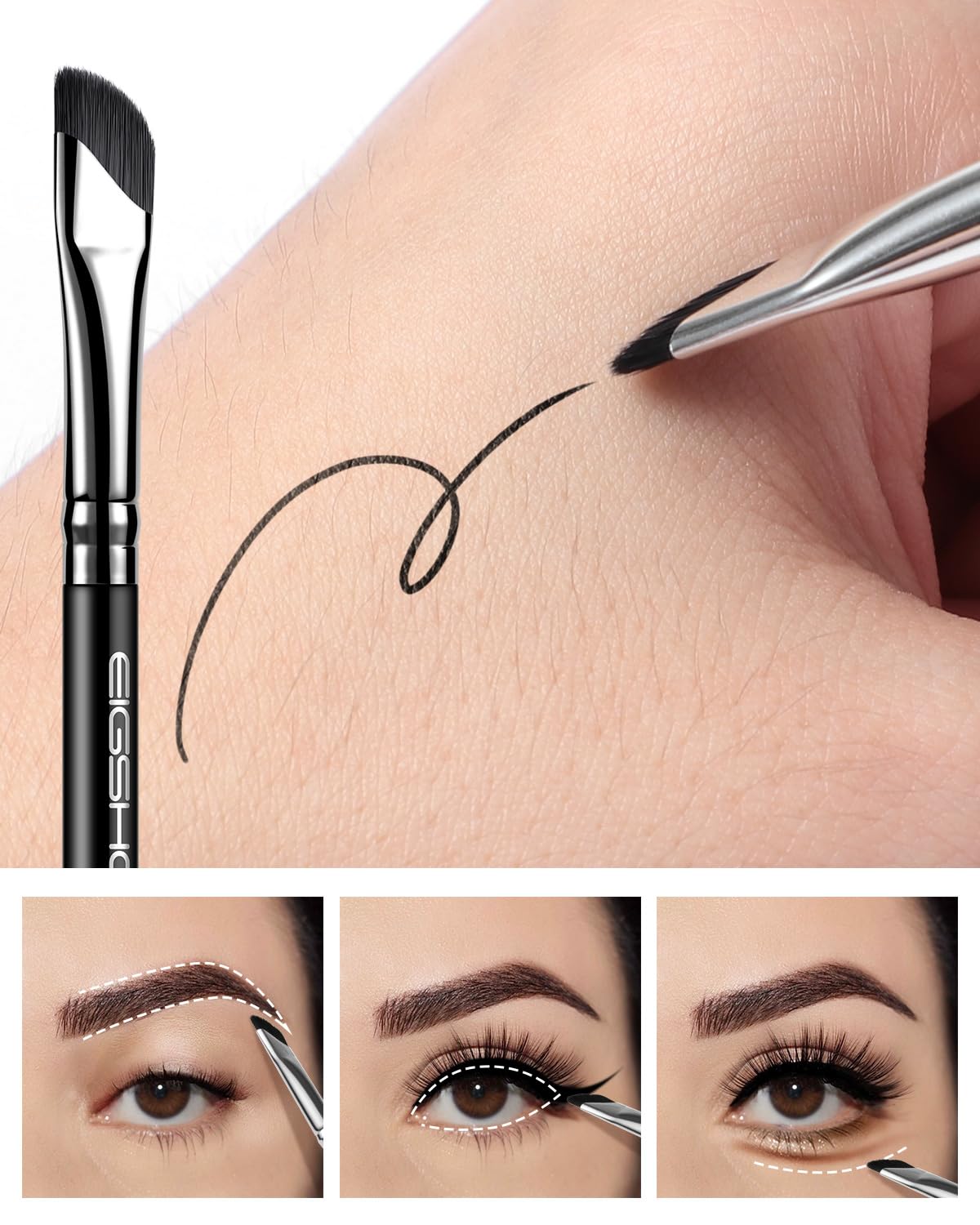 EIGSHOW brow brush closeup shows premium synthetic fibers for gentle product application
