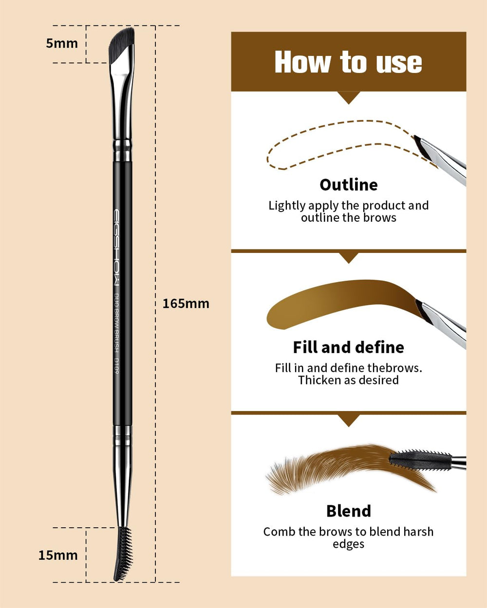 EIGSHOW brow comb feathers brows and refines shape with ease