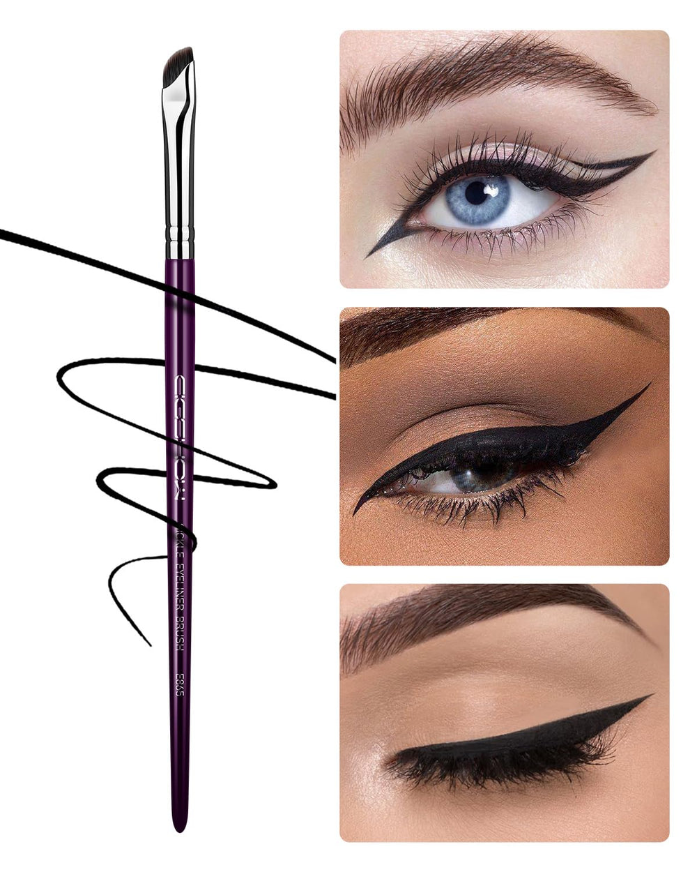 EIGSHOW sickle angled brush precision wing for sharp cat-eye results.