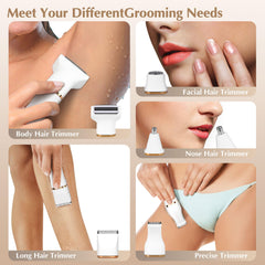 EiLVEEY body trimming head smooths legs and arms for professional-looking results.