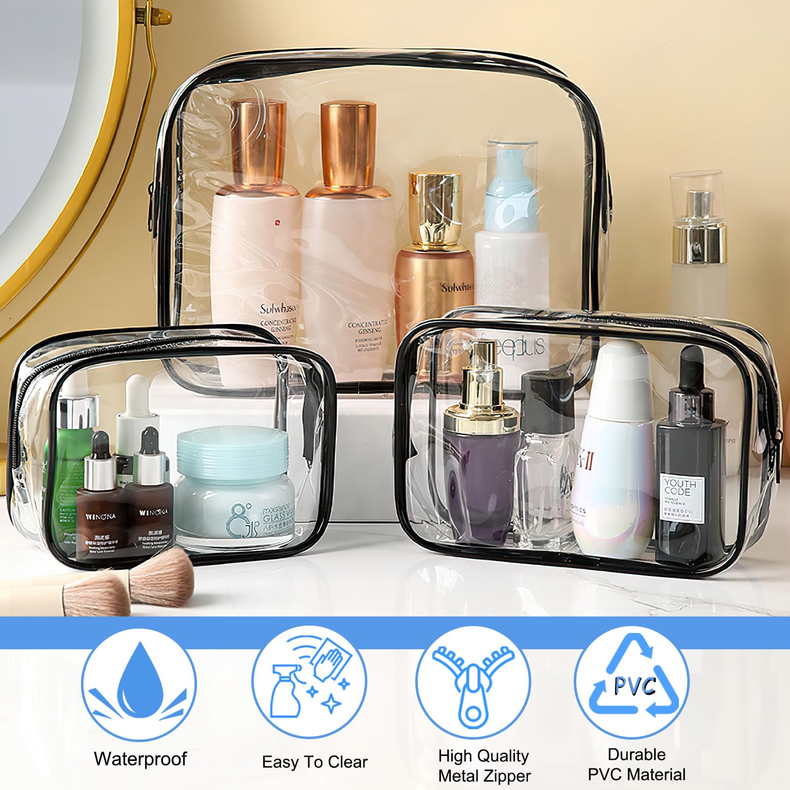 Eilyliafe TSA-approved clear organizer bag speeds security screening