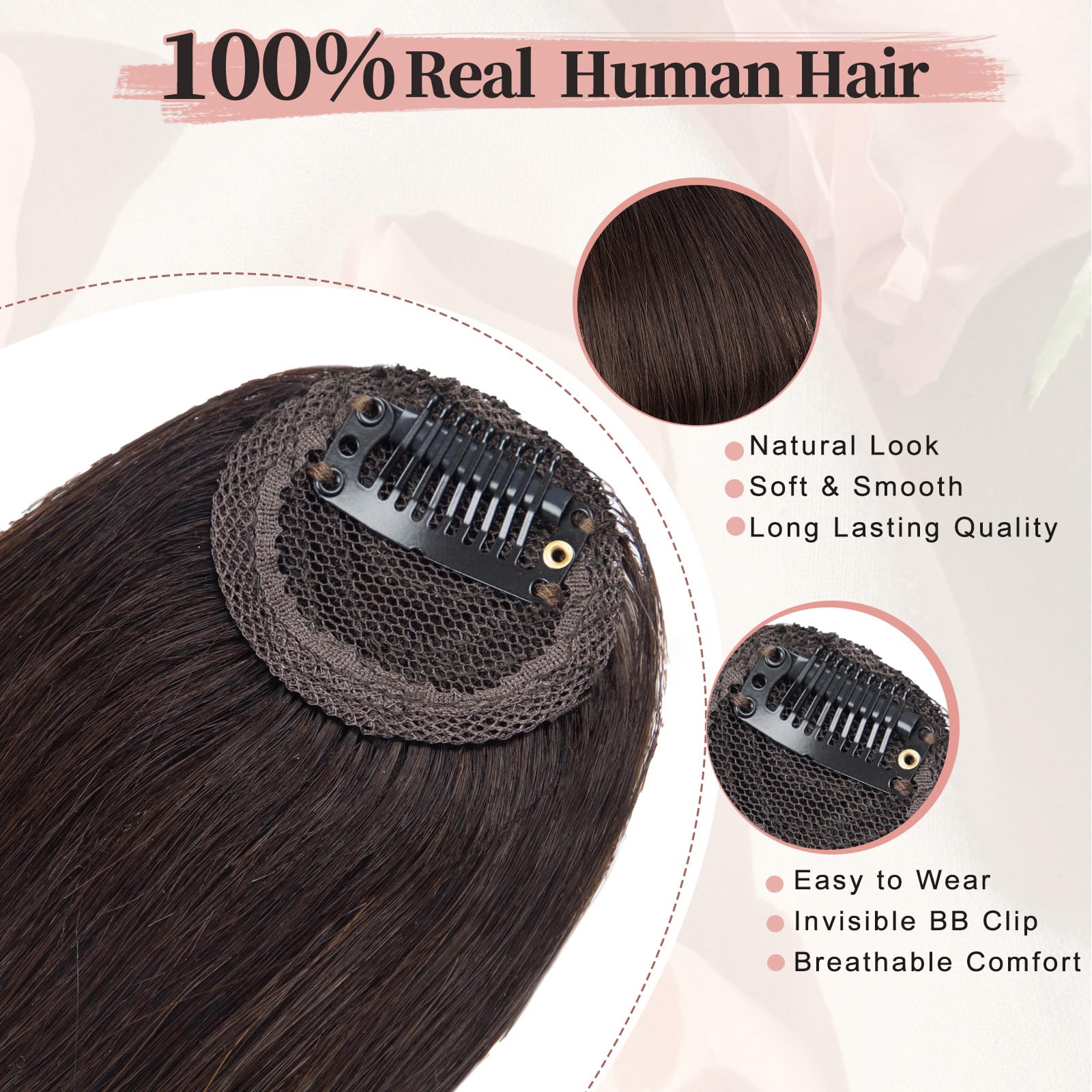 EINAEY clip-in bangs 5 seconds application demonstrates quick, secure styling.