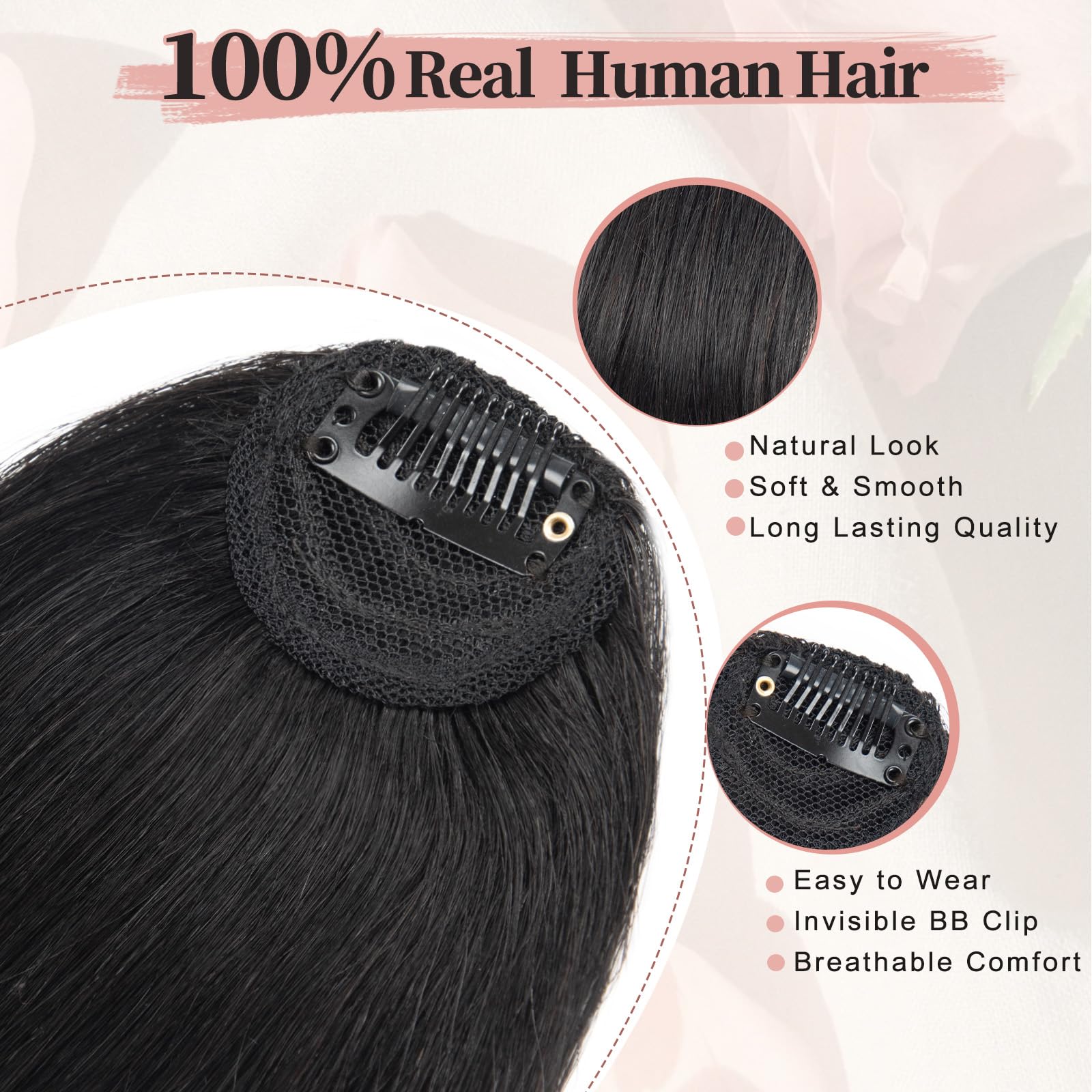 EINAEY Clip-In Bangs invisible clips provide secure, natural-looking attachment.